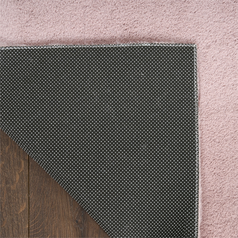 Nourison Soft Plush Rabbit Fur 4' x 6' Lavender Fabric Polyester Area Rug