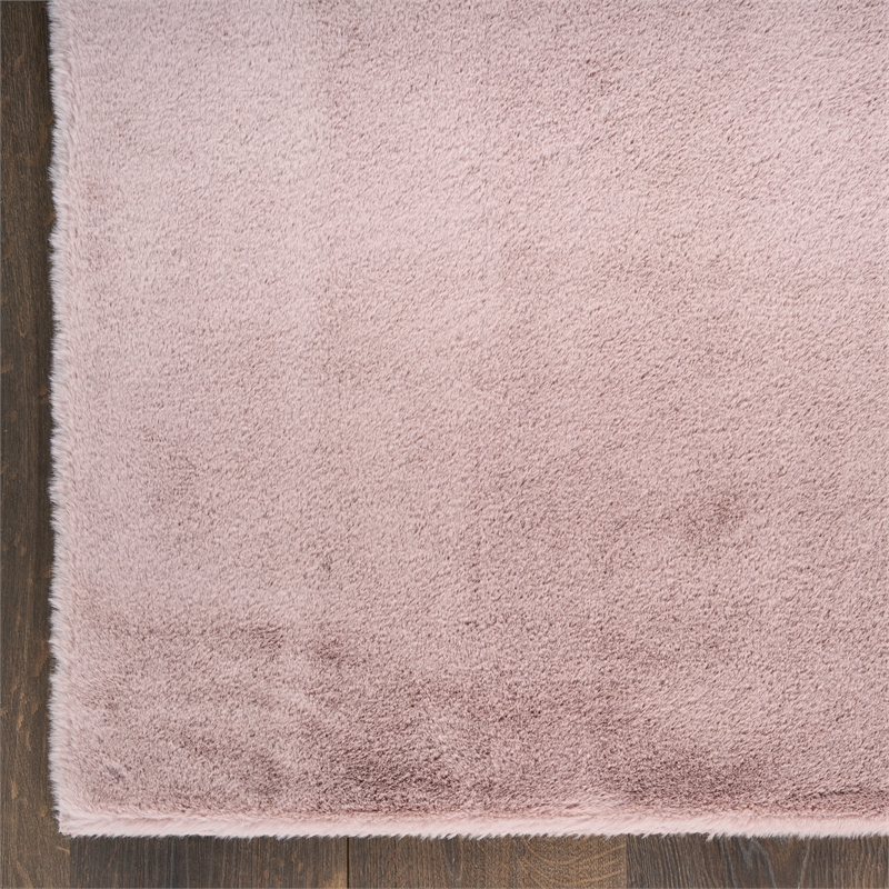 Nourison Soft Plush Rabbit Fur 4' x 6' Lavender Fabric Polyester Area Rug
