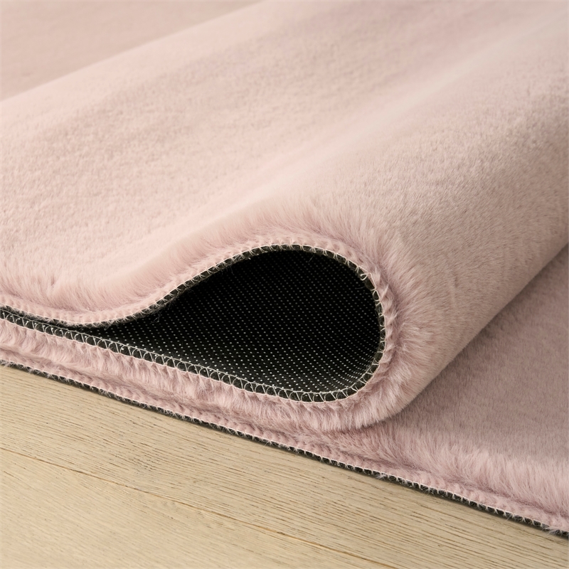 Nourison Soft Plush Rabbit Fur 4' x 6' Lavender Fabric Polyester Area Rug