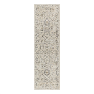 Nourison Oushak Home 6' Runner Cream Fabric Area Rug