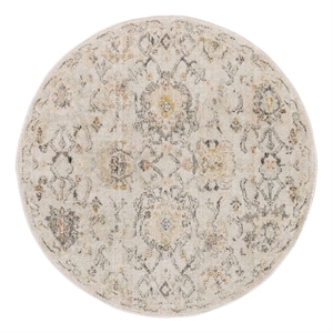 Nourison Oushak Home 4' x Round Gray Fabric Area Rug
