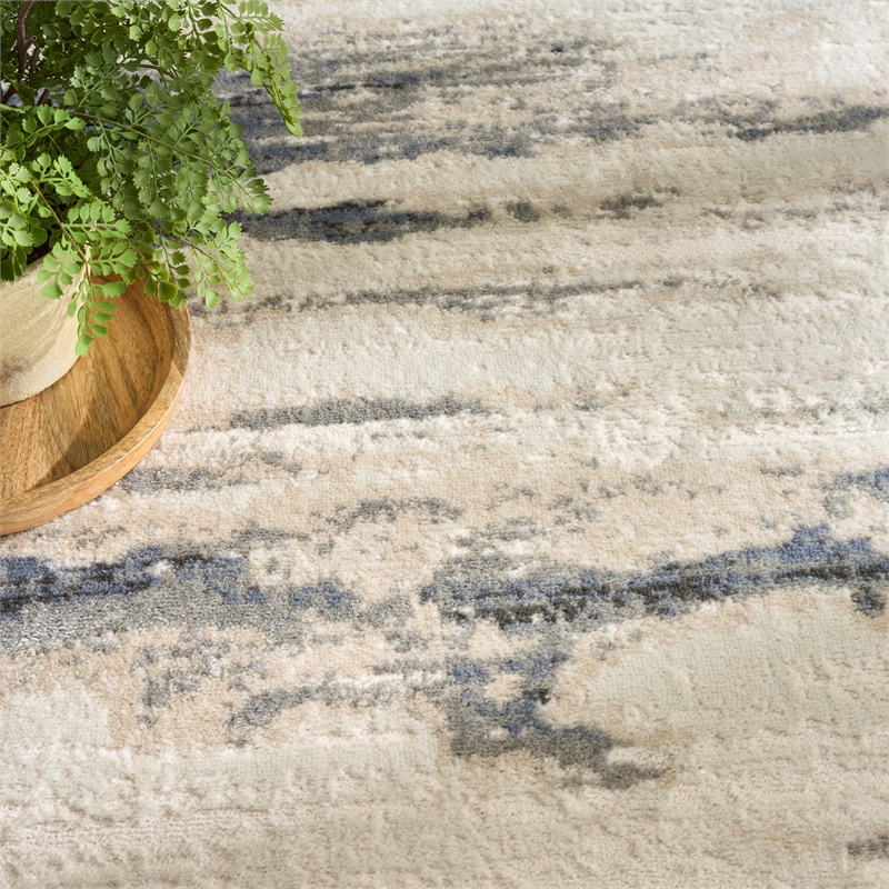 Nourison Serenity Home 5' x 7' Blue Multi-Color Fabric Area Rug