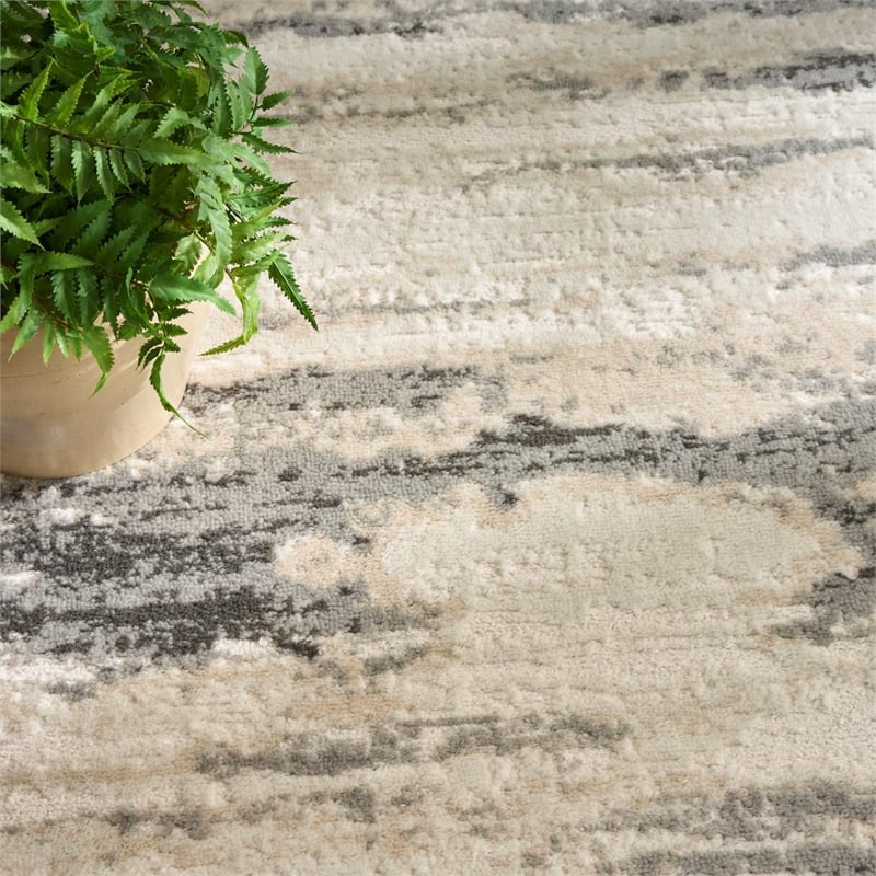 Nourison Serenity Home 5' x 7' Gray Multi-Color Fabric Area Rug
