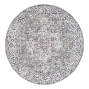 Nourison New Concept Washables 5'3&quot x Round Ivory Grey Vintage Indoor Rug
