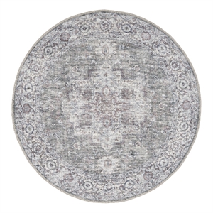 Nourison New Concept Washables 7'10&quot x Round Ivory Grey Vintage Indoor Rug