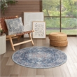 Nourison New Concept Washables 4' x Round Ivory Navy Vintage Indoor Rug