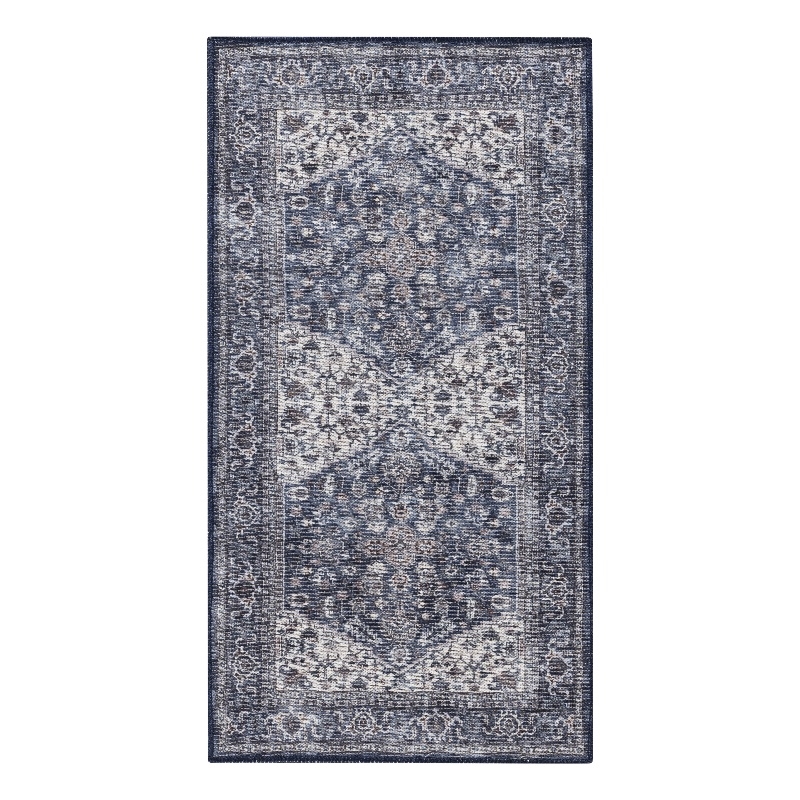 Nourison New Concept Washables 3' x 5' Navy Ivory Vintage Indoor Rug