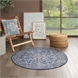 Nourison New Concept Washables 4' x Round Navy Ivory Vintage Indoor Rug
