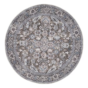 Nourison New Concept Washables 4' x Round Olive Ivory Vintage Indoor Rug