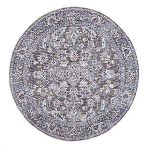 Nourison New Concept Washables 5'3&quot x Round Olive Ivory Vintage Indoor Rug