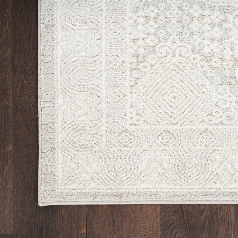 Nourison Renewed 5' x 7' Silver Ivory Fabric Area Rug