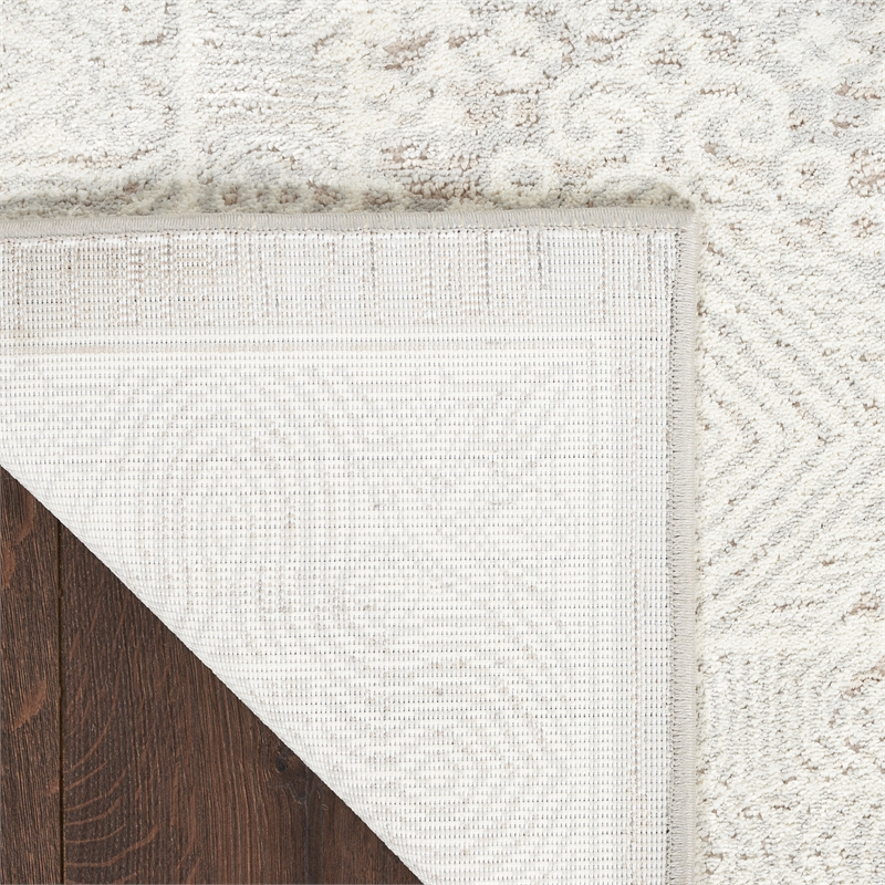 Nourison Renewed 5' x 7' Silver Ivory Fabric Area Rug