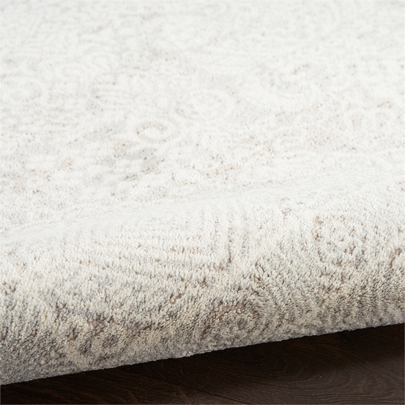 Nourison Renewed 5' x 7' Silver Ivory Fabric Area Rug