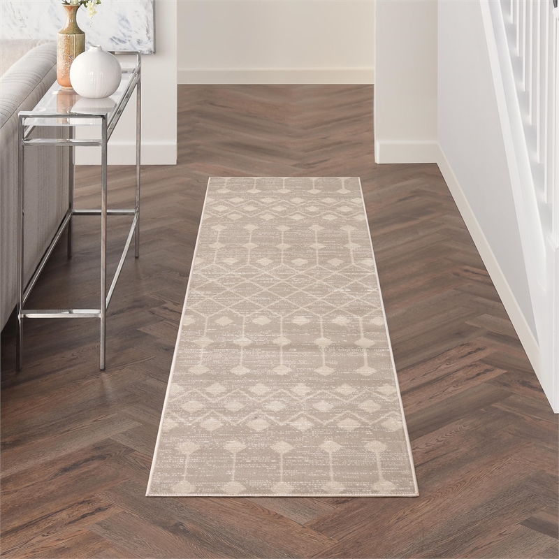 Nourison Home Grafix 10' Runner Beige   Area Rug