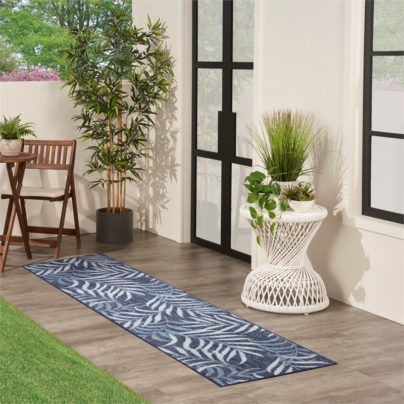 Nourison Home Garden Oasis 6' Runner Navy   Area Rug