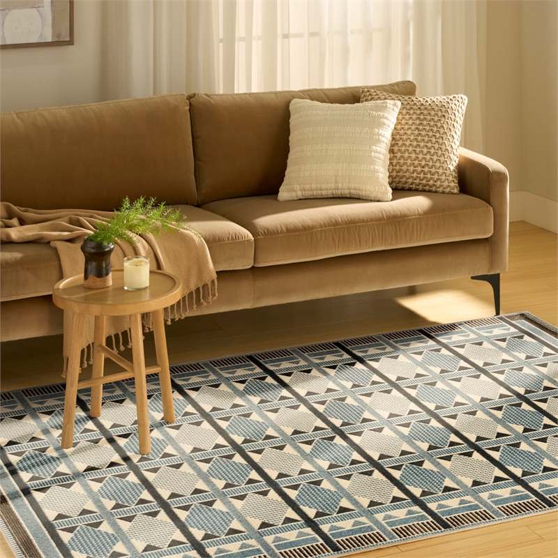 nourison home nordic 4' x 6' blue   area rug