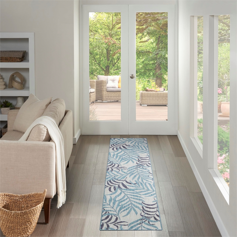 Nourison Home Garden Oasis 8' Runner Blue   Area Rug