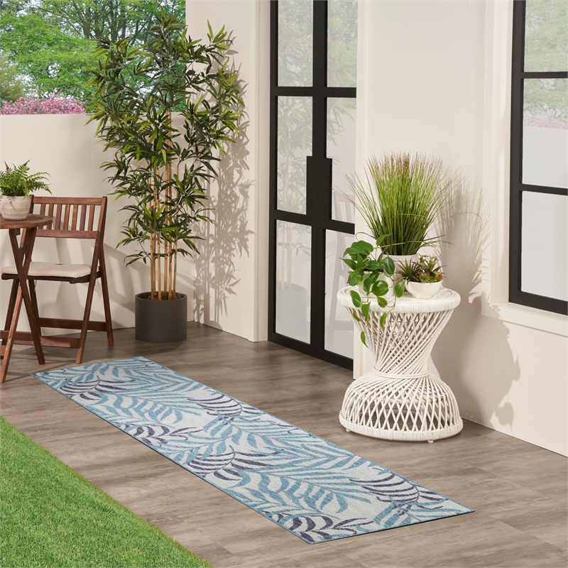 Nourison Home Garden Oasis 8' Runner Blue   Area Rug