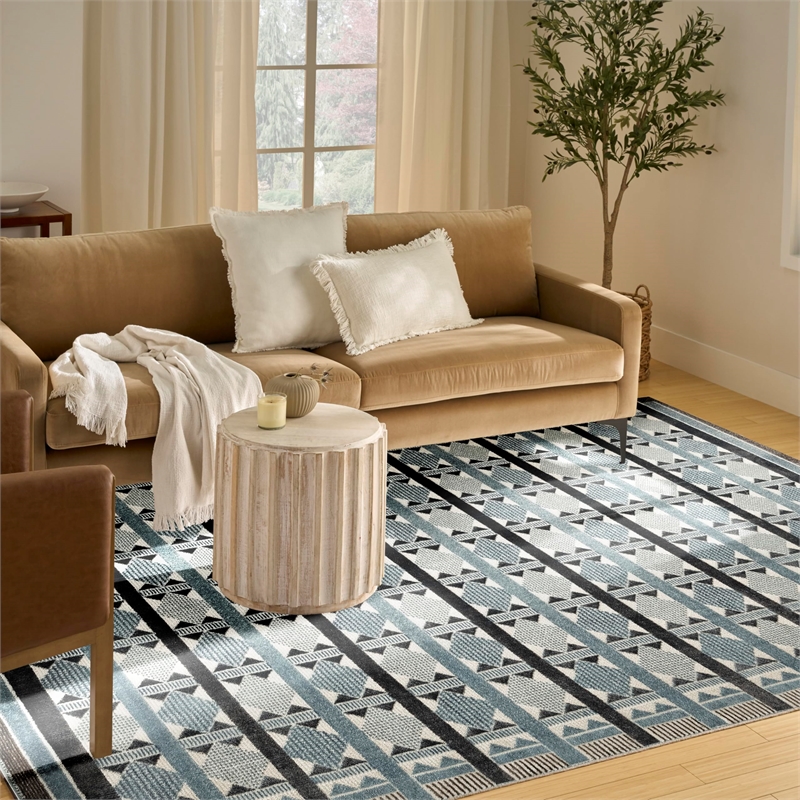 Nourison Home Nordic 8' x 10' Blue Fabric Area Rug