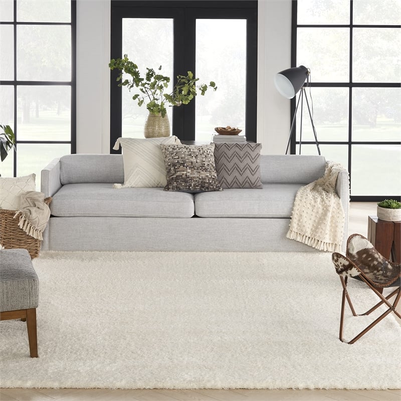 Nourison Luxurious Shag 9' x 12' Ivory   Area Rug