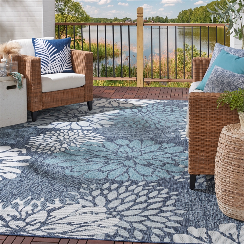 Nourison Home Garden Oasis 8' x 10' Navy   Area Rug