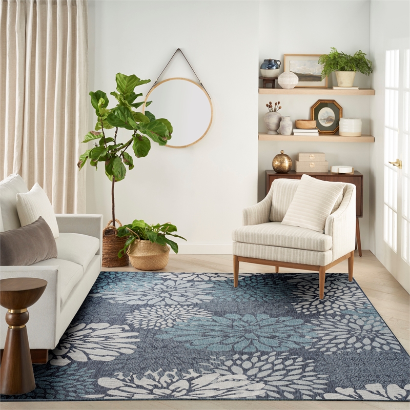 Nourison Home Garden Oasis 8' x 10' Navy   Area Rug