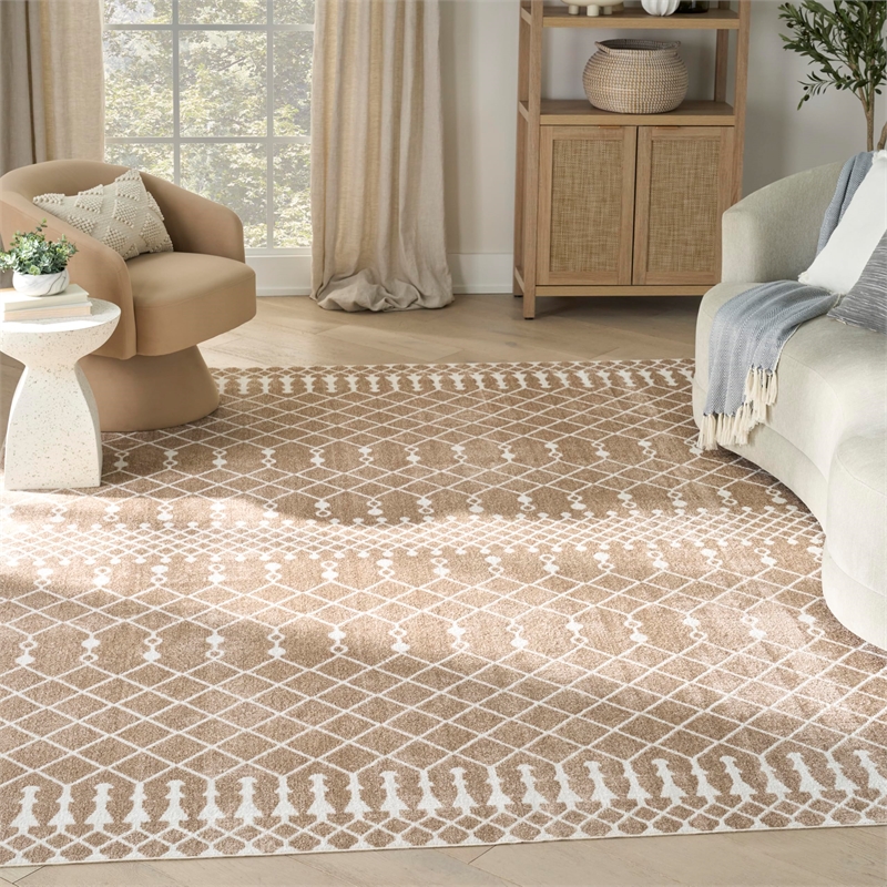Nourison Home Astra Machine Washable 8' x 10' Taupe   Area Rug