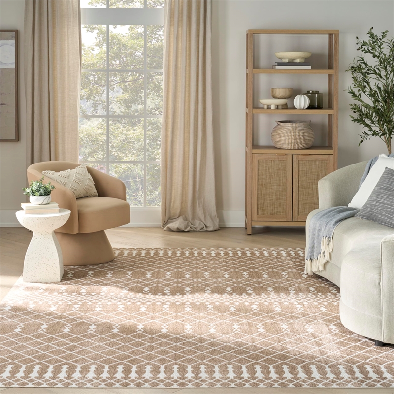 Nourison Home Astra Machine Washable 8' x 10' Taupe   Area Rug