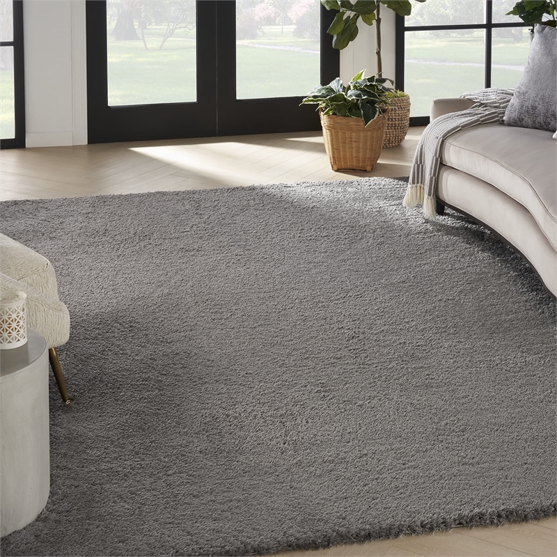 Nourison Luxurious Shag 9' x 12' Silver   Area Rug