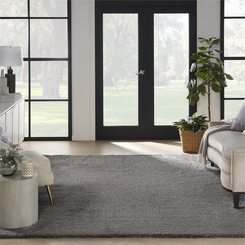 Nourison Luxurious Shag 9' x 12' Silver   Area Rug
