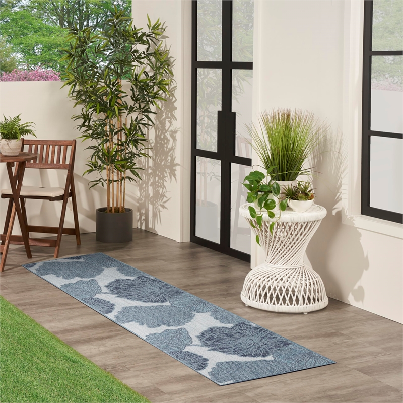 Nourison Home Garden Oasis 6' Runner Blue   Area Rug
