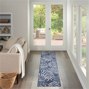 Nourison Home Garden Oasis 8' Runner Navy   Area Rug