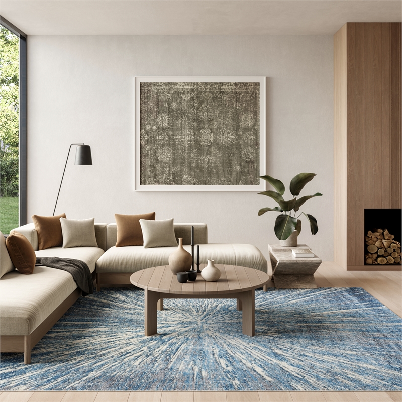 Nourison Home Ambiance 8' x 10' Polyester Blue Silver Area Rug