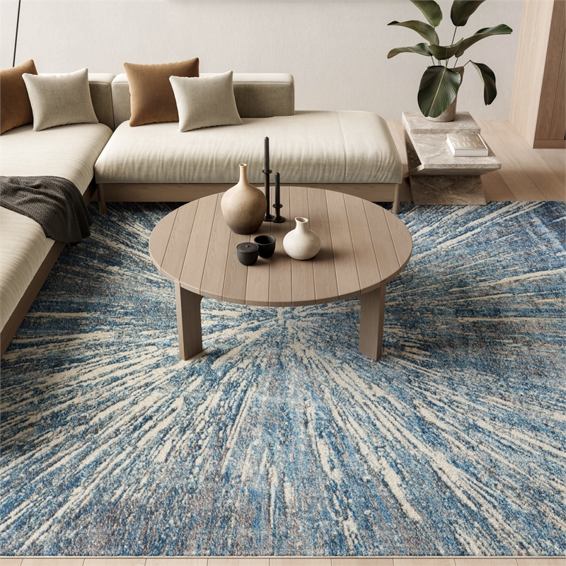 Nourison Home Ambiance 8' x 10' Polyester Blue Silver Area Rug
