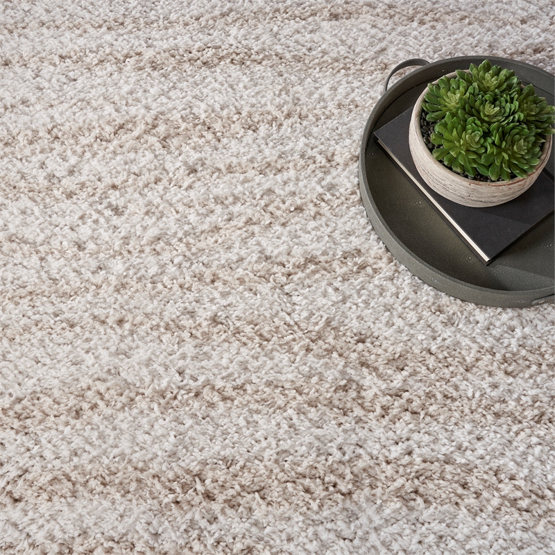 Nourison Home Modern Shag 8' x 10' Polyester Ivory Beige Area Rug