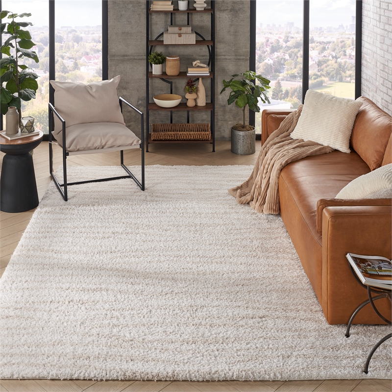 Nourison Home Modern Shag 8' x 10' Polyester Ivory Beige Area Rug