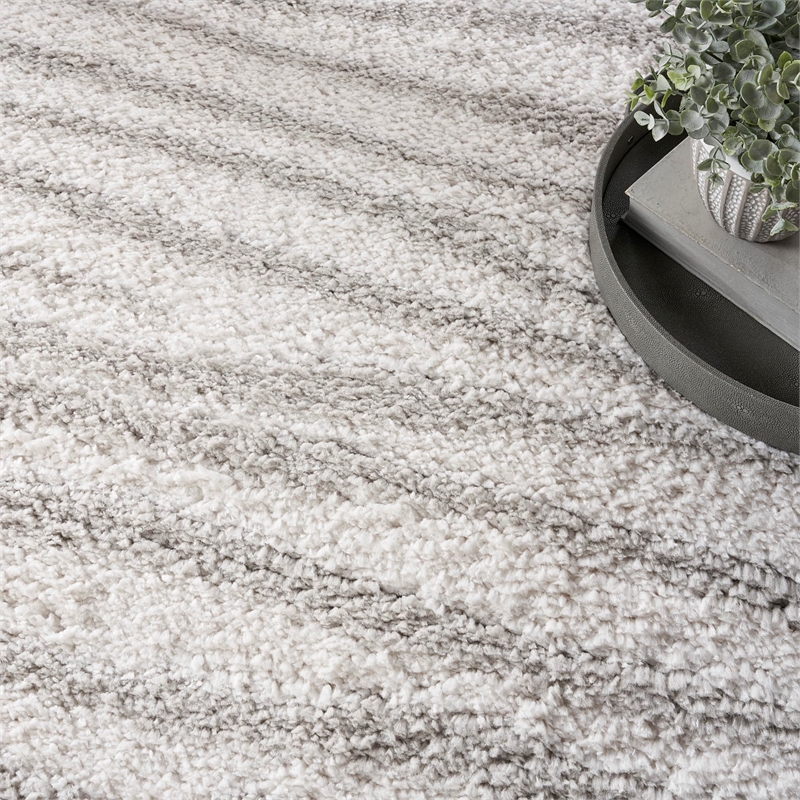 Nourison Home Modern Shag 8' x 10' Polyester Ivory Grey Area Rug