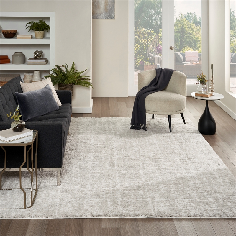 Nourison Home Modern Shag 8' x 10' Polyester Grey Ivory Area Rug