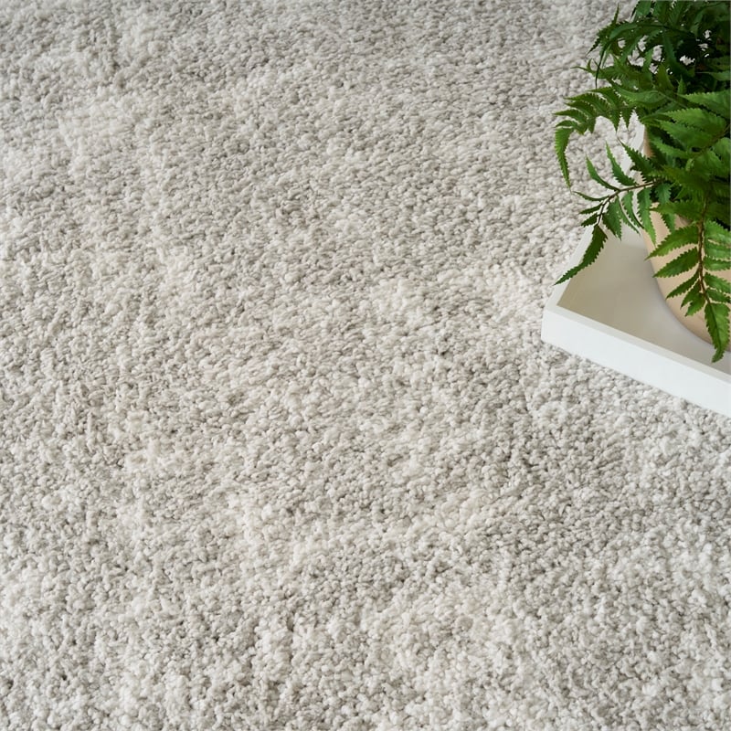 Nourison Home Modern Shag 8' x 10' Polyester Grey Ivory Area Rug