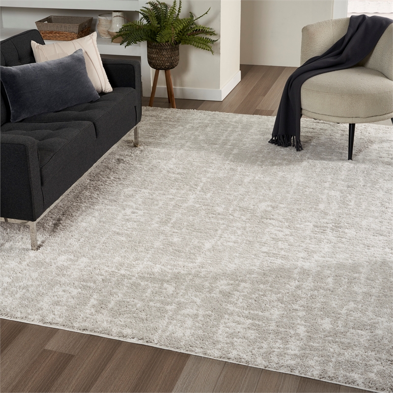 Nourison Home Modern Shag 8' x 10' Polyester Grey Ivory Area Rug