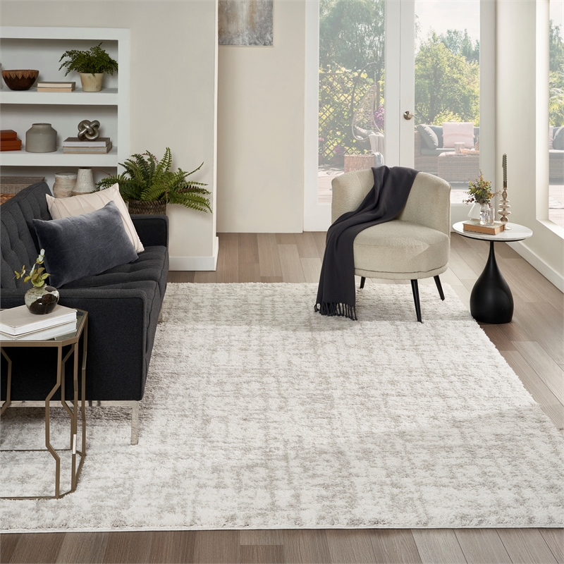 Nourison Home Modern Shag 8' x 10' Polyester Ivory Grey Area Rug