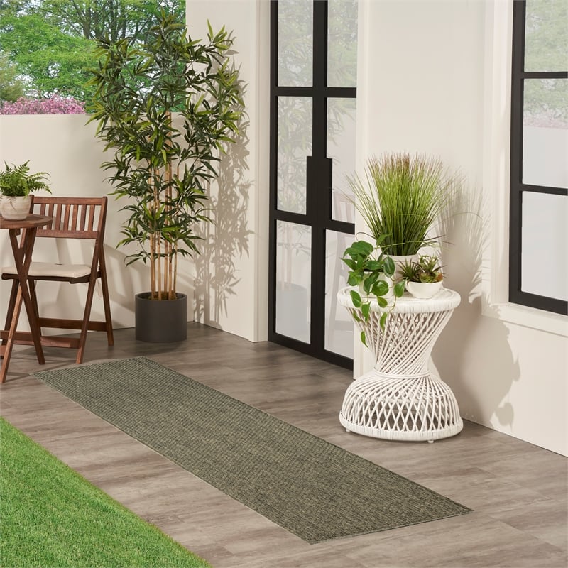 Nourison Home Tulum 10' Runner Fabric Olive Area Rug