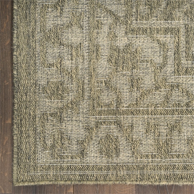Nourison Home Tulum 10' Runner Fabric Olive Area Rug