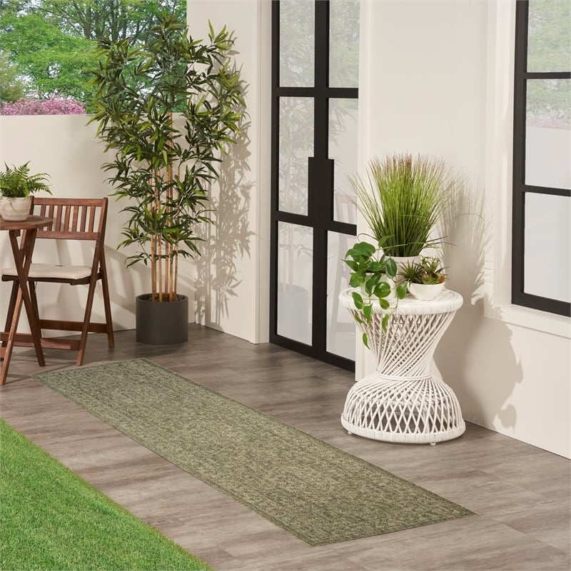 Nourison Home Tulum 10' Runner Fabric Olive Area Rug