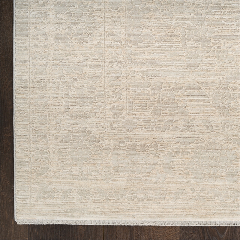 Nourison Home Outlines 10' Runner Polyester Ivory Grey Area Rug