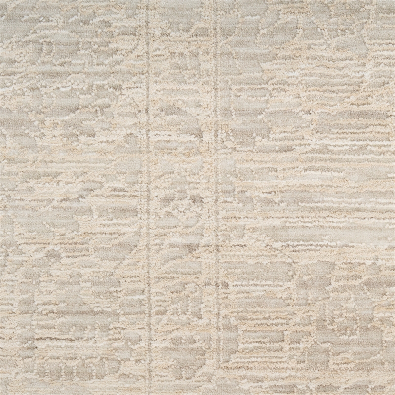 Nourison Home Outlines 10' Runner Polyester Ivory Grey Area Rug