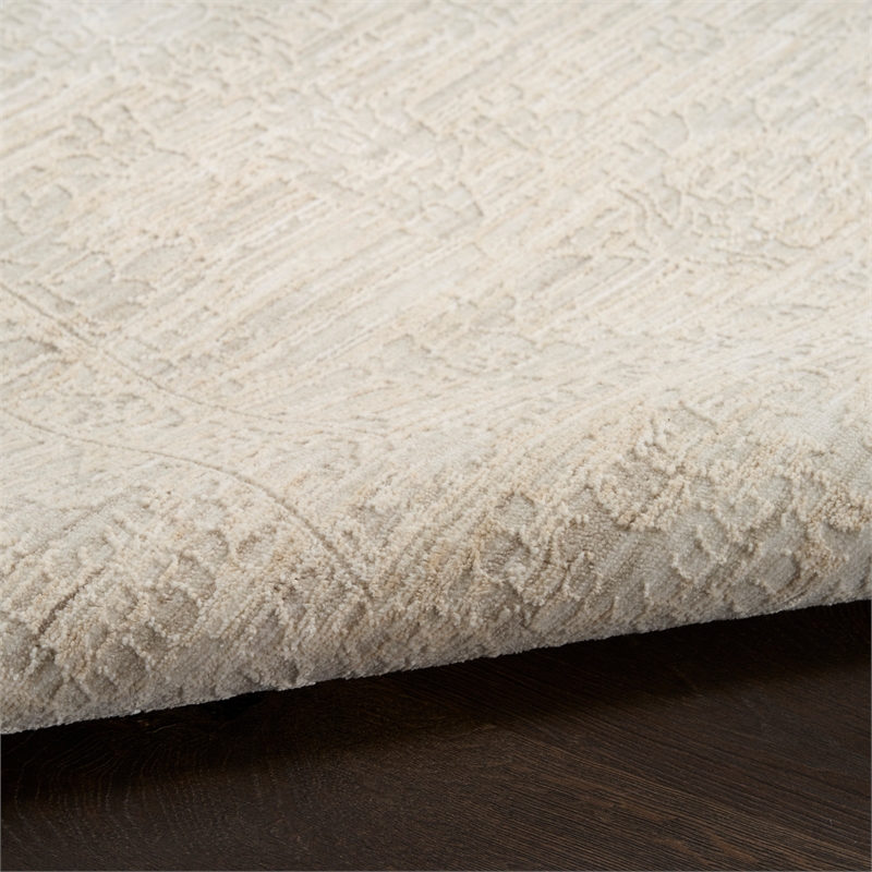 Nourison Home Outlines 10' Runner Polyester Ivory Grey Area Rug