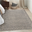 Nourison Home Outlines 10' Runner Polyester Charcaol Ivory Area Rug