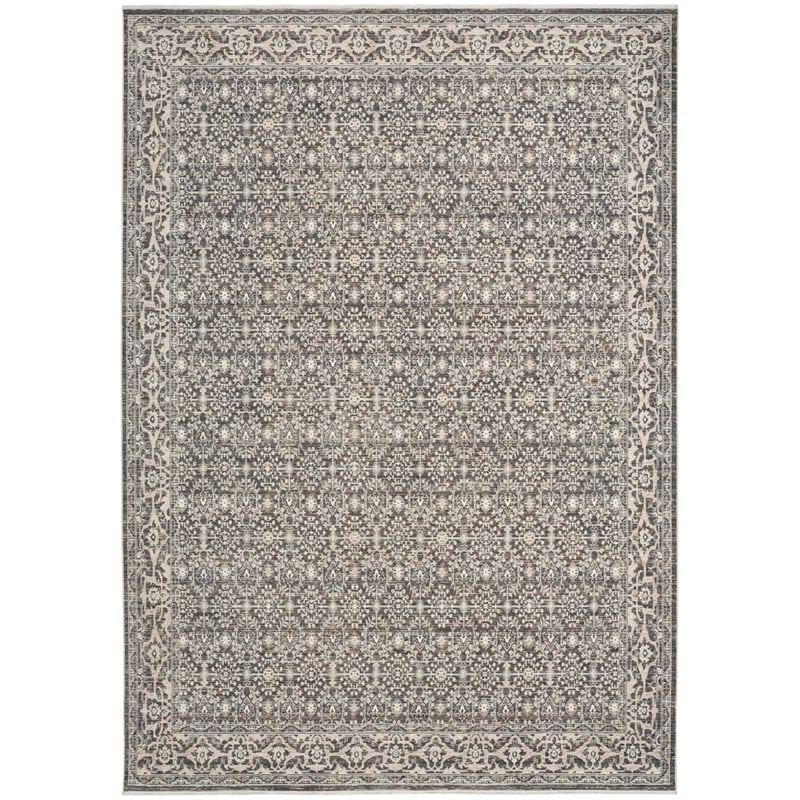 Nourison Home Outlines 10' Runner Polyester Charcaol Ivory Area Rug