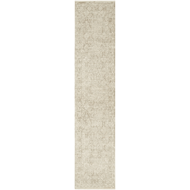 Nourison Home Outlines 10' Runner Polyester Ivory Gray Area Rug